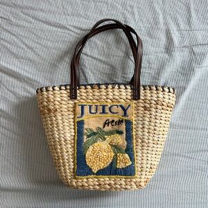 Woven Straw Bag with Lemon design